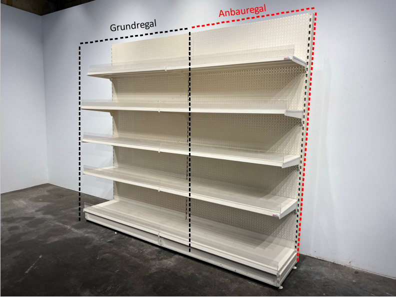 Add-on shelf for wall shelves, each unit 1.25 m of width, Tegometall